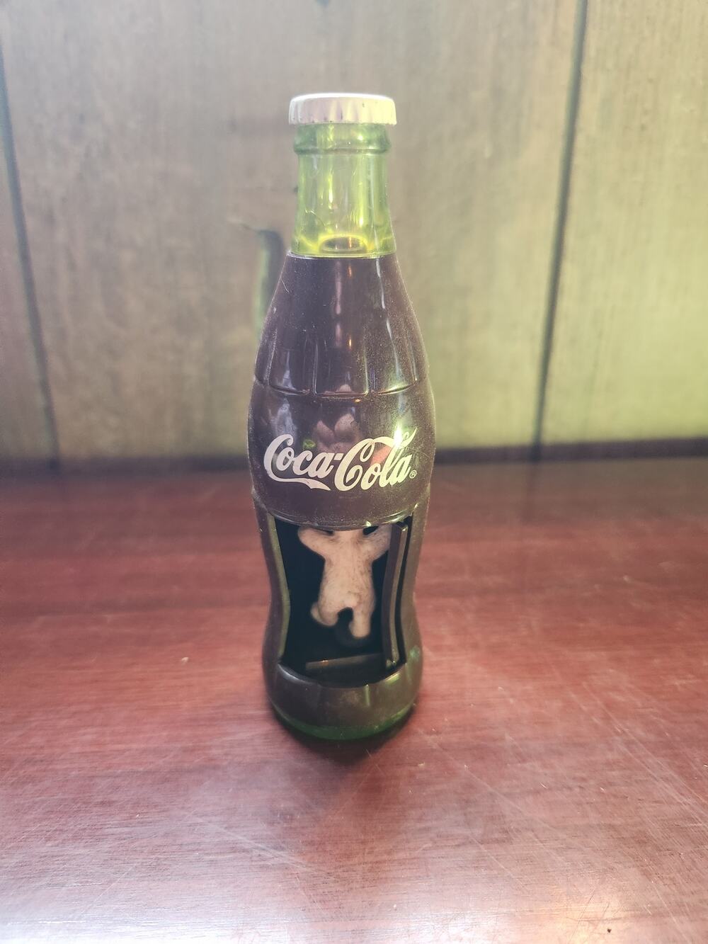 Vintage 2000 Coca-Cola Wind-Up Bottle with Spinning Polar Bear Toy working